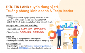 Đức Tín Land Tuyển dụng Trưởng phòng kinh doanh & Team leader